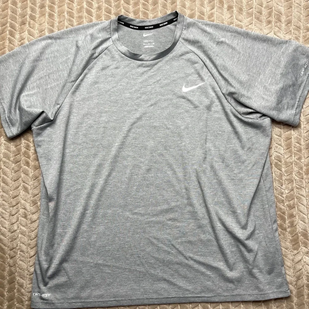 Nike‎ Swim Dri-FIT Rash Guard Mens XXL Heather Grey UPF 40+ NESSA589 090 Shirt